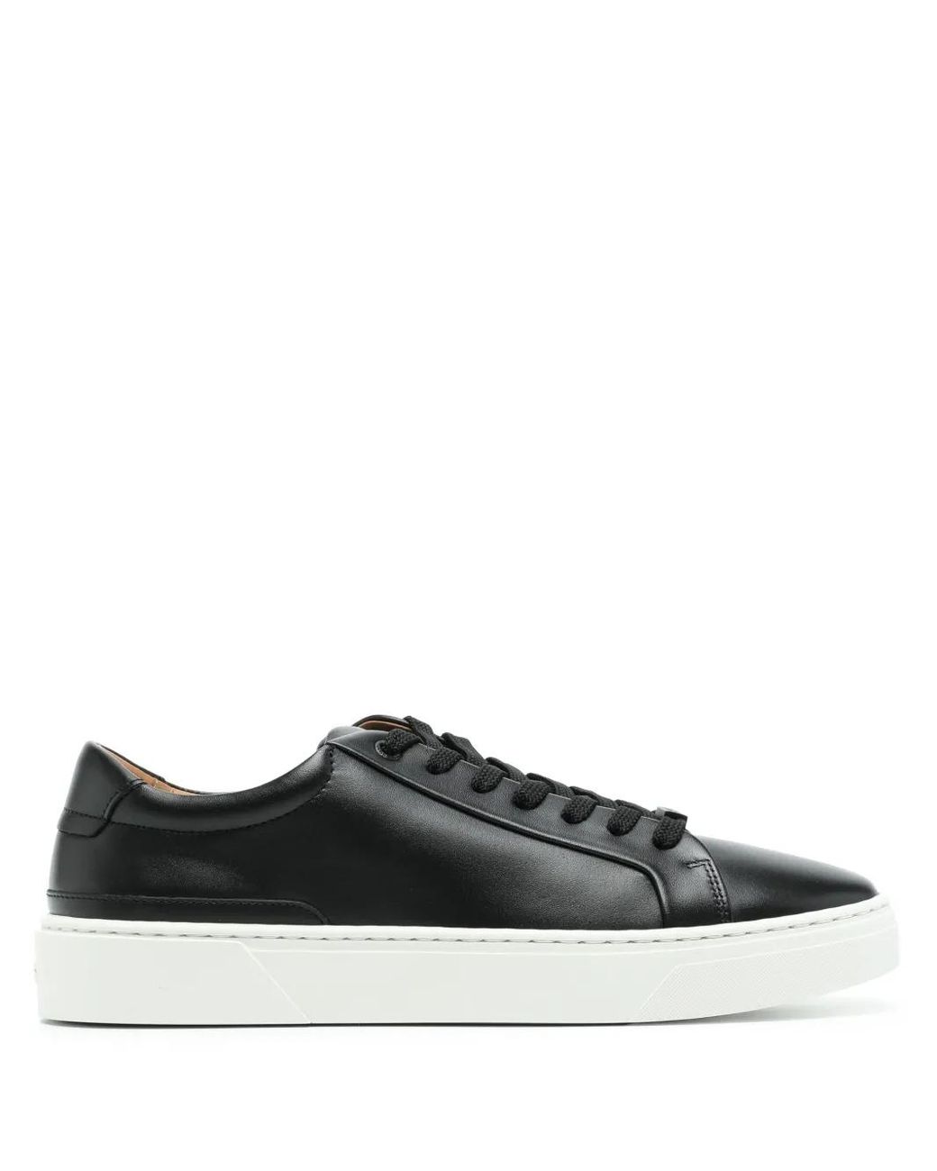 Boss Black Logo-Plaque Leather Sneakers for men
