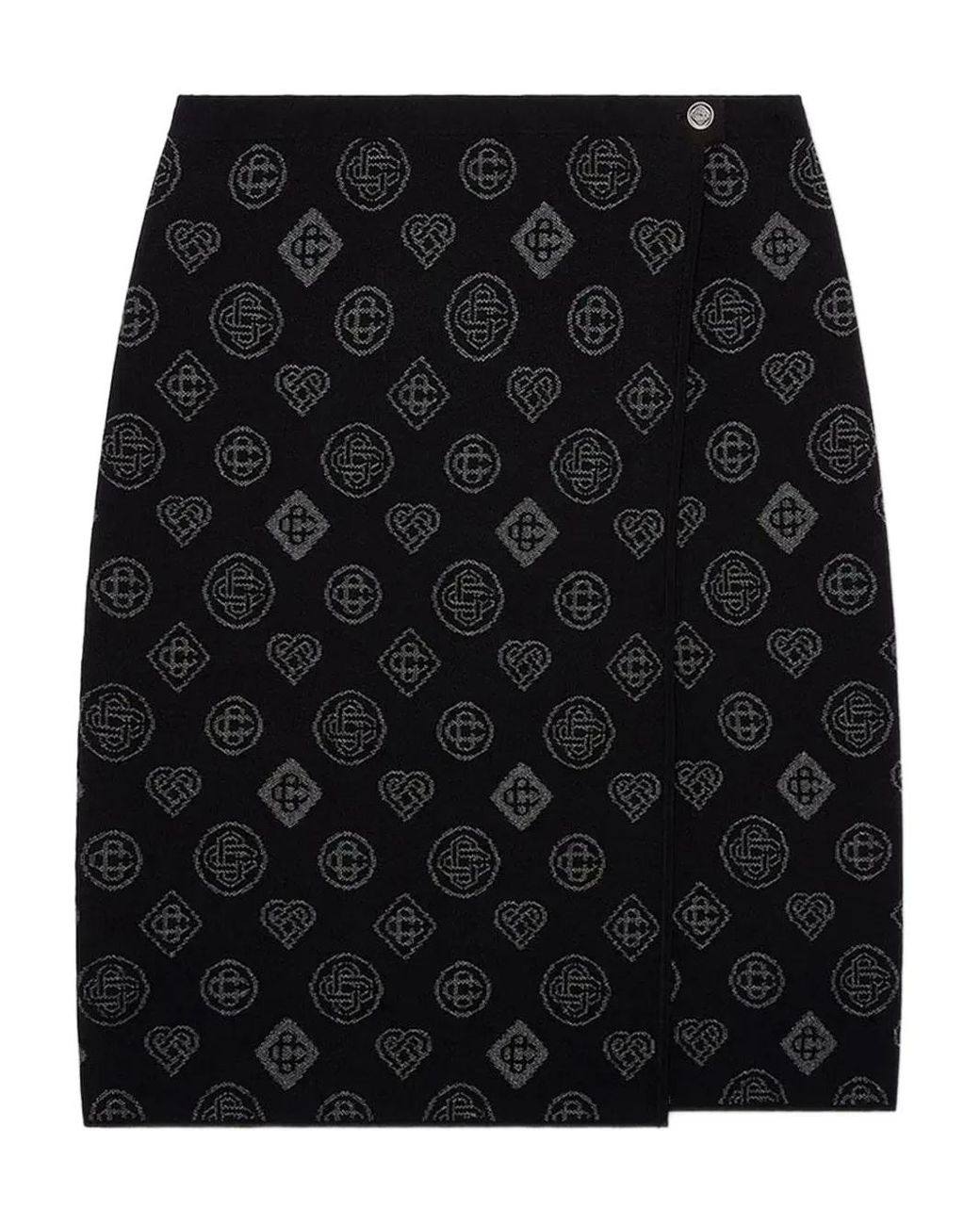 Casablanca Black Jacquard-Motif Wrap Midi Skirt