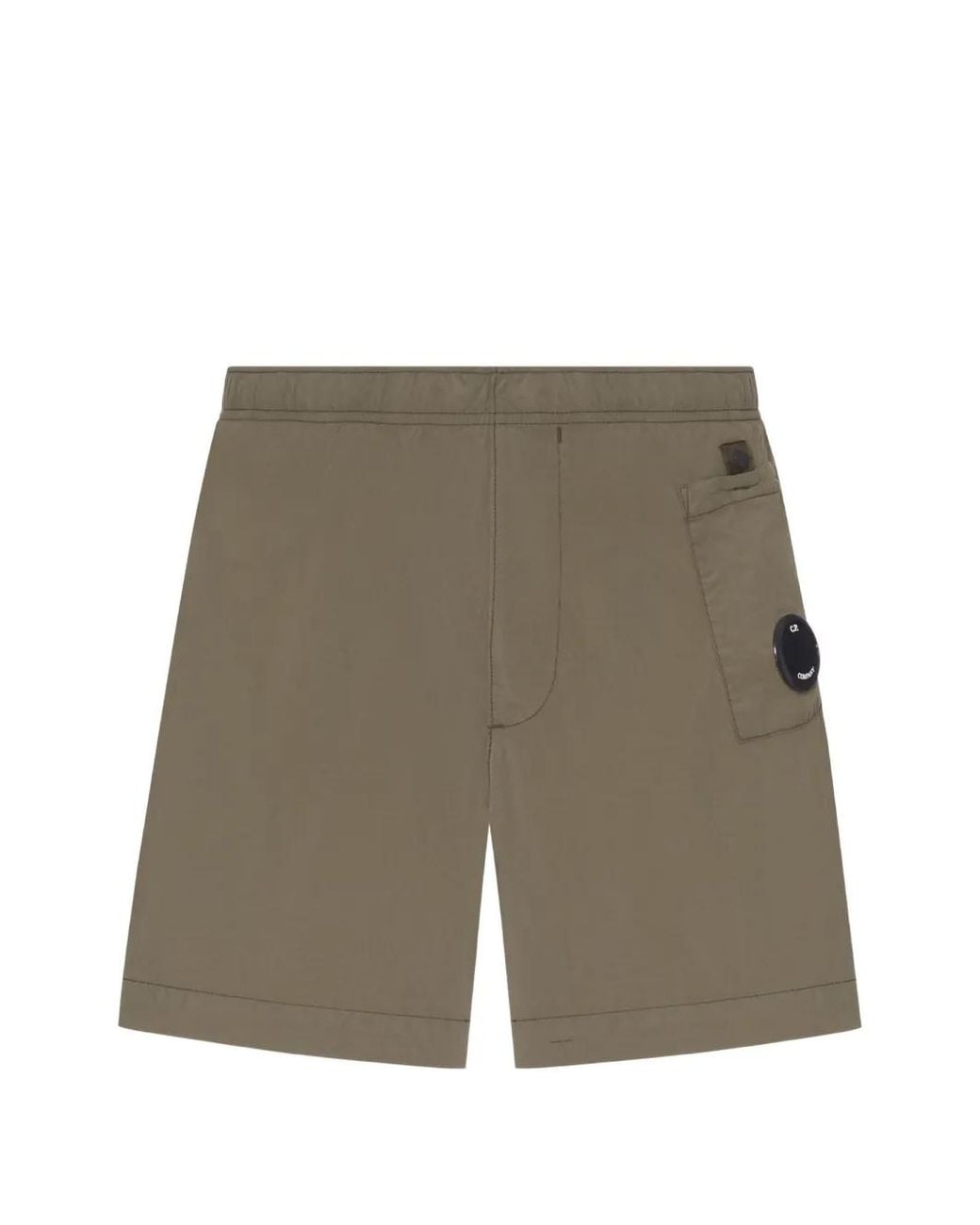 C P Company White Nylon Swim Shorts With Hip Pocket With Lens Detail for men