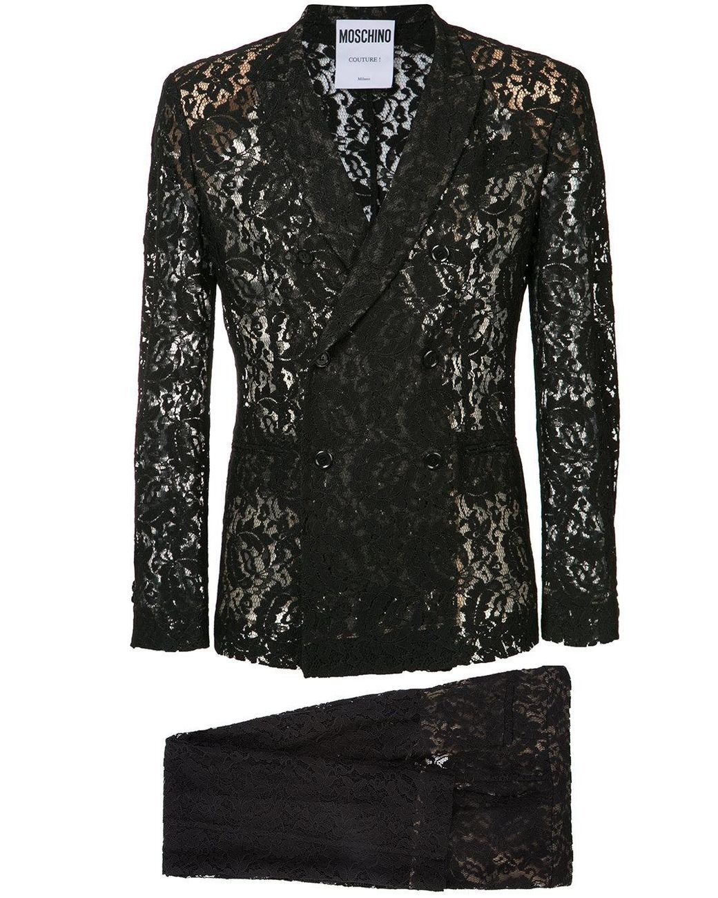 Moschino - Sheer Lace Double Breasted Suit - Men - Polyamide/rayon - 48 in  Black for Men | Lyst