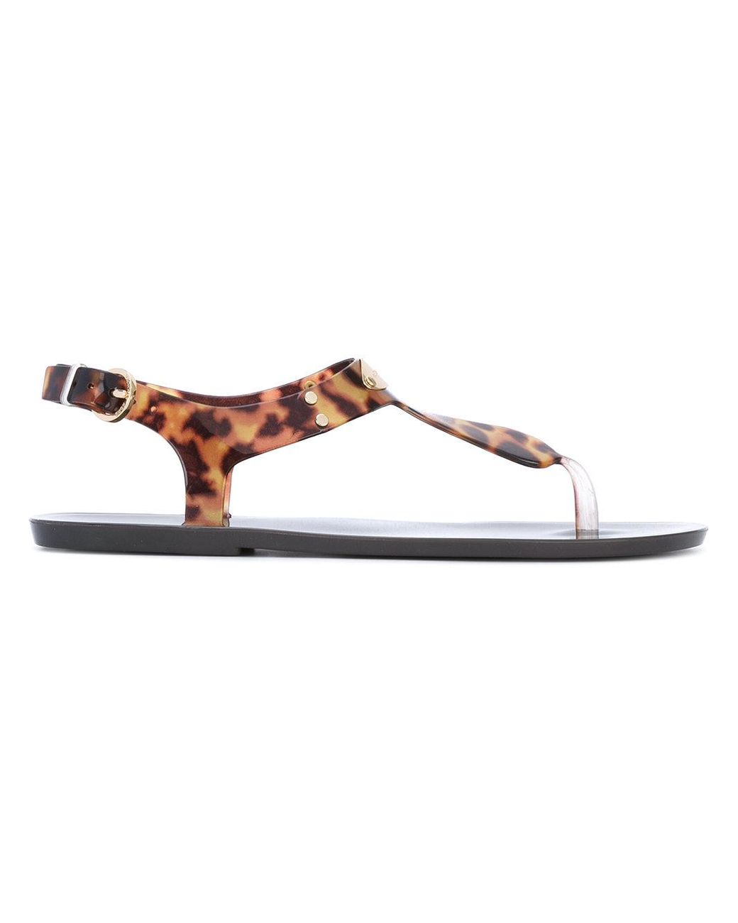 MICHAEL Michael Kors Leopard Jelly Sandals in Brown | Lyst