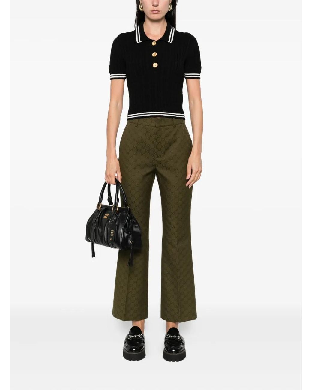 Gucci Green Gg Monogram Trousers