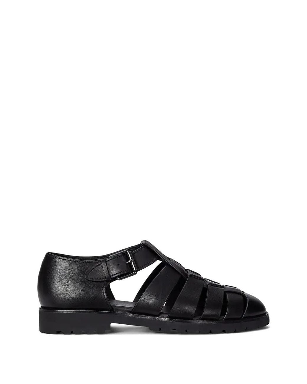 Polo Ralph Lauren Black Leather Fisherman Sandals for men