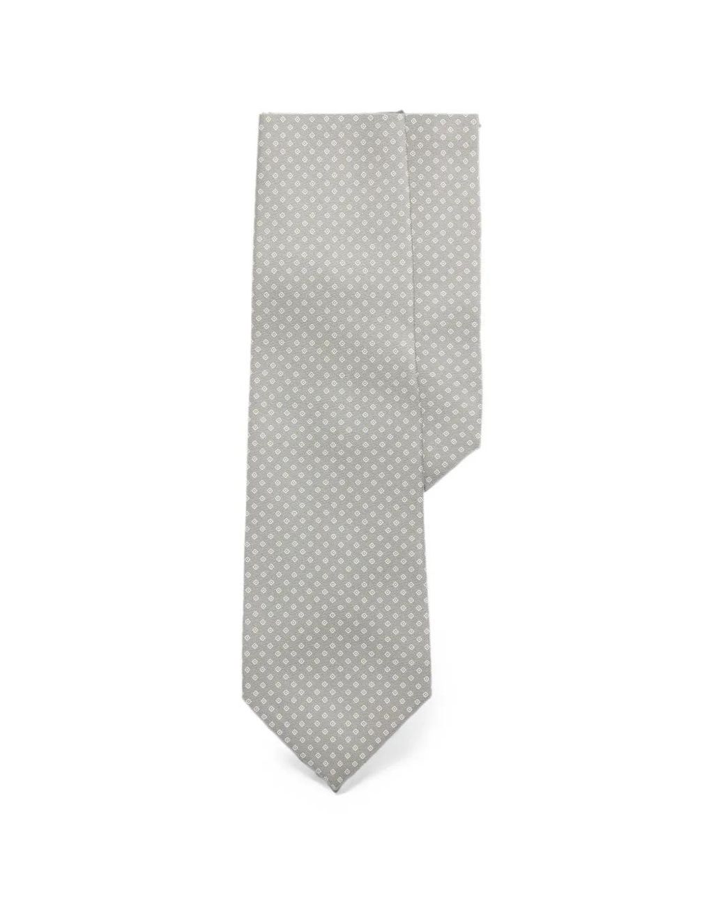Ralph Lauren Gray Diamond-Patterned Silk Tie for men
