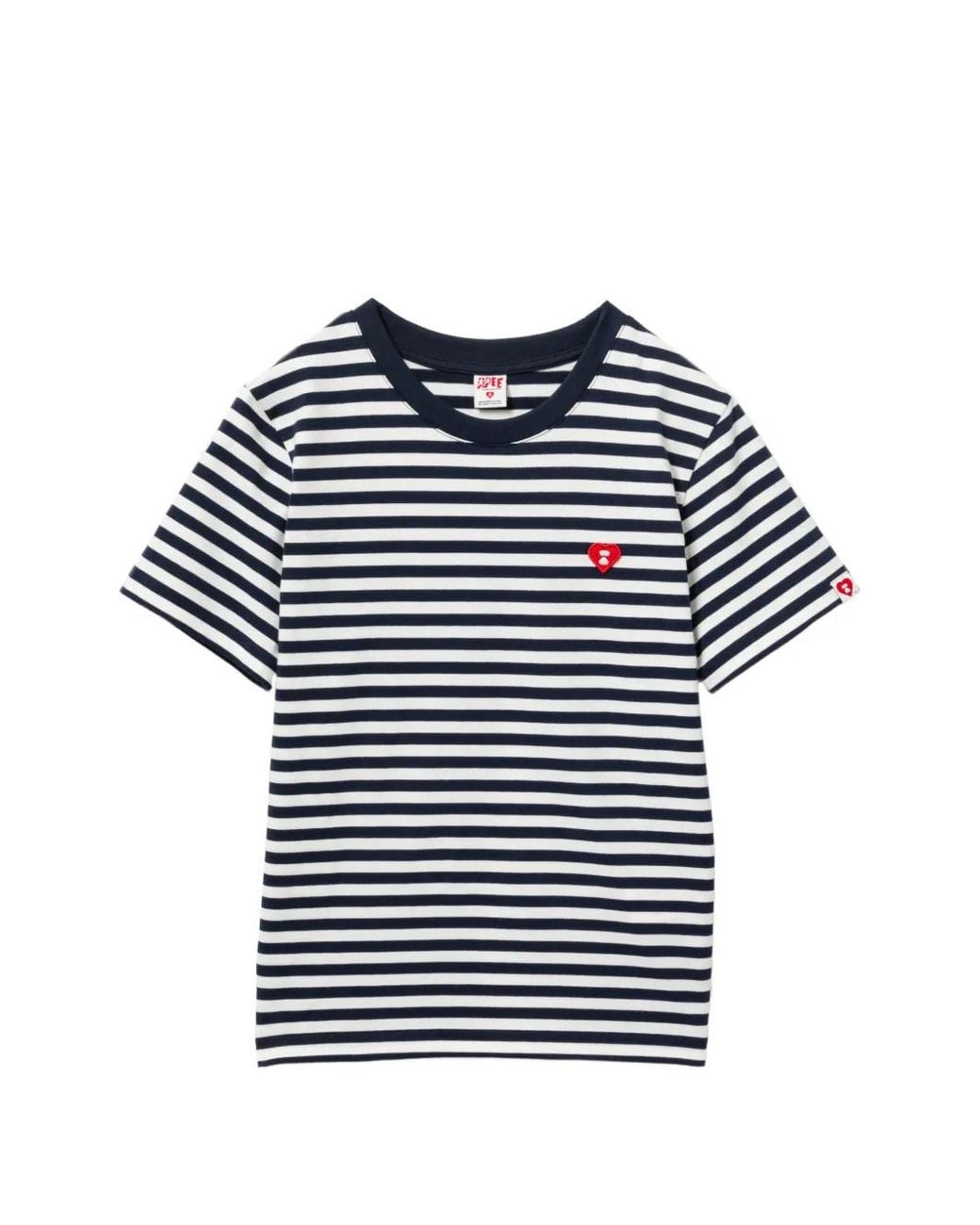 AAPE BY A BATHING AP Blue Striped Heart-Patch T-Shirt