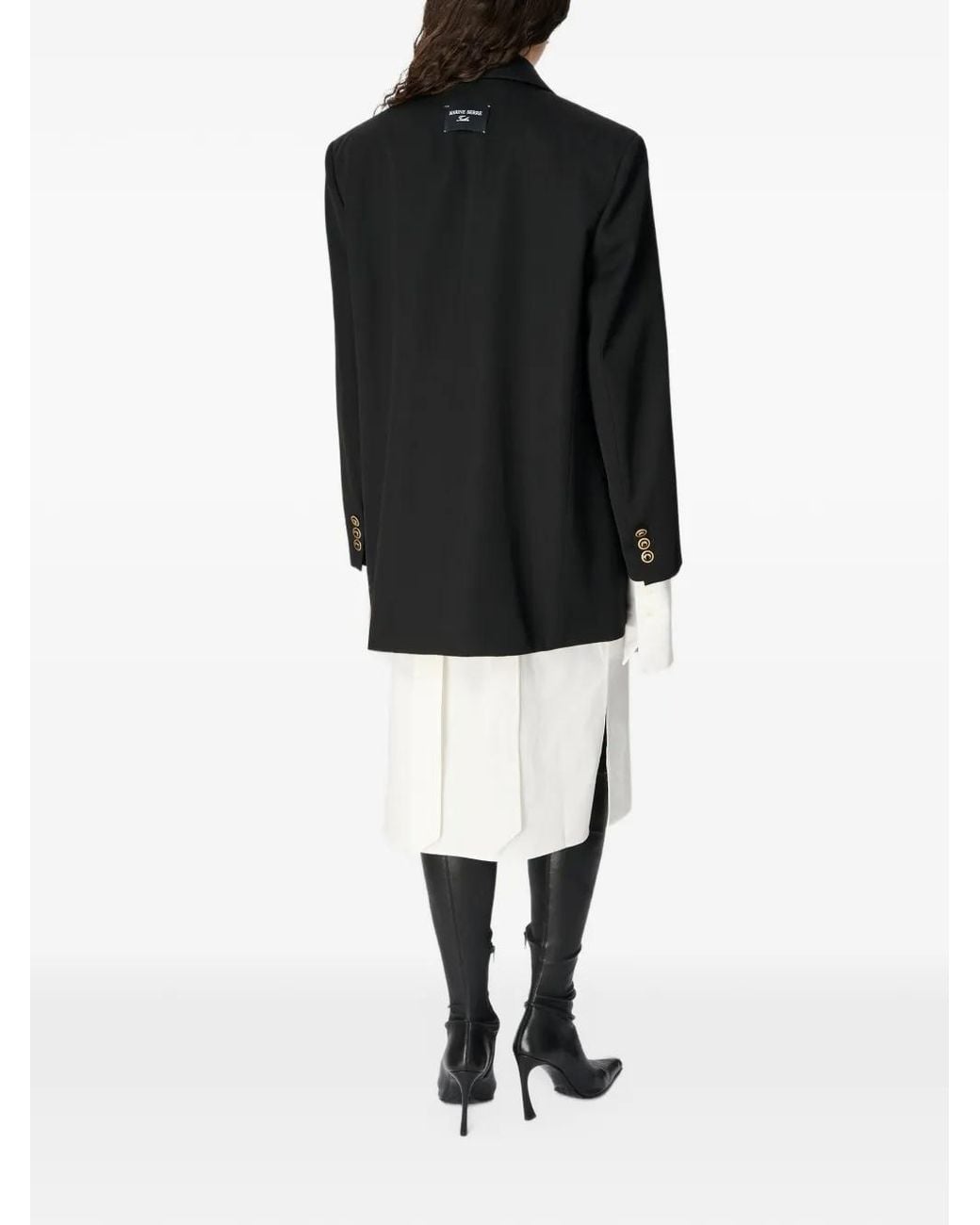 MARINE SERRE Black Twill Boxy Blazer