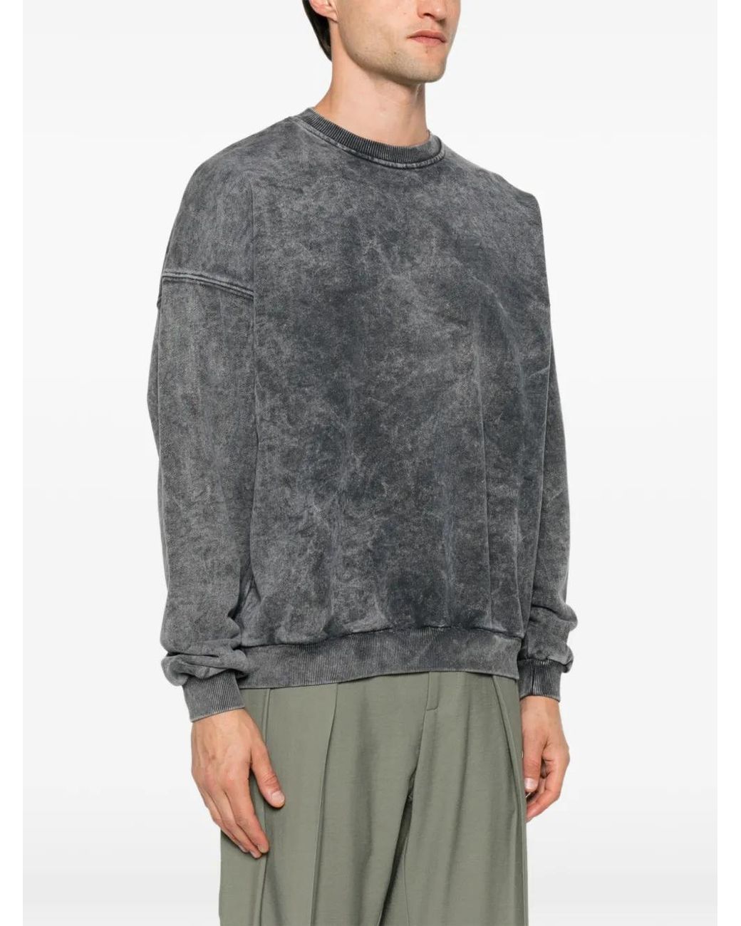Patrizia Pepe Gray Washed-Effect Appliqué Sweater for men