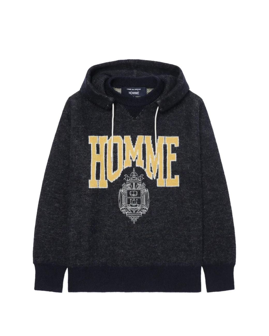 Comme des Garçons Blue Logo-Intarsia Long-Sleeve Hoodie for men