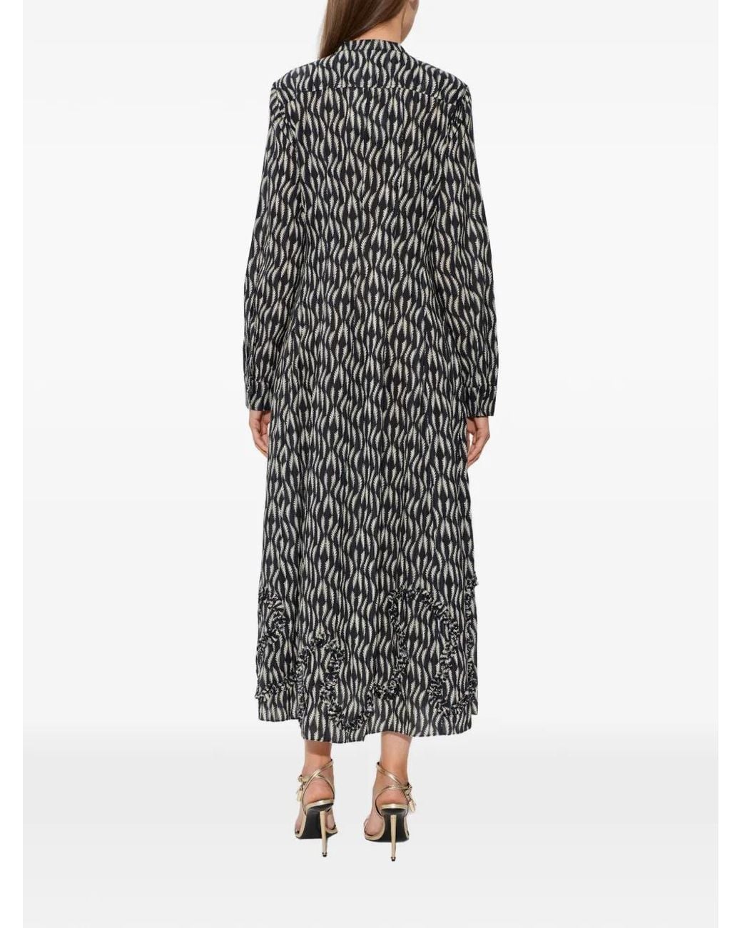 Ulla Johnson Gray Laurentine Ruffled Print Midi Dress