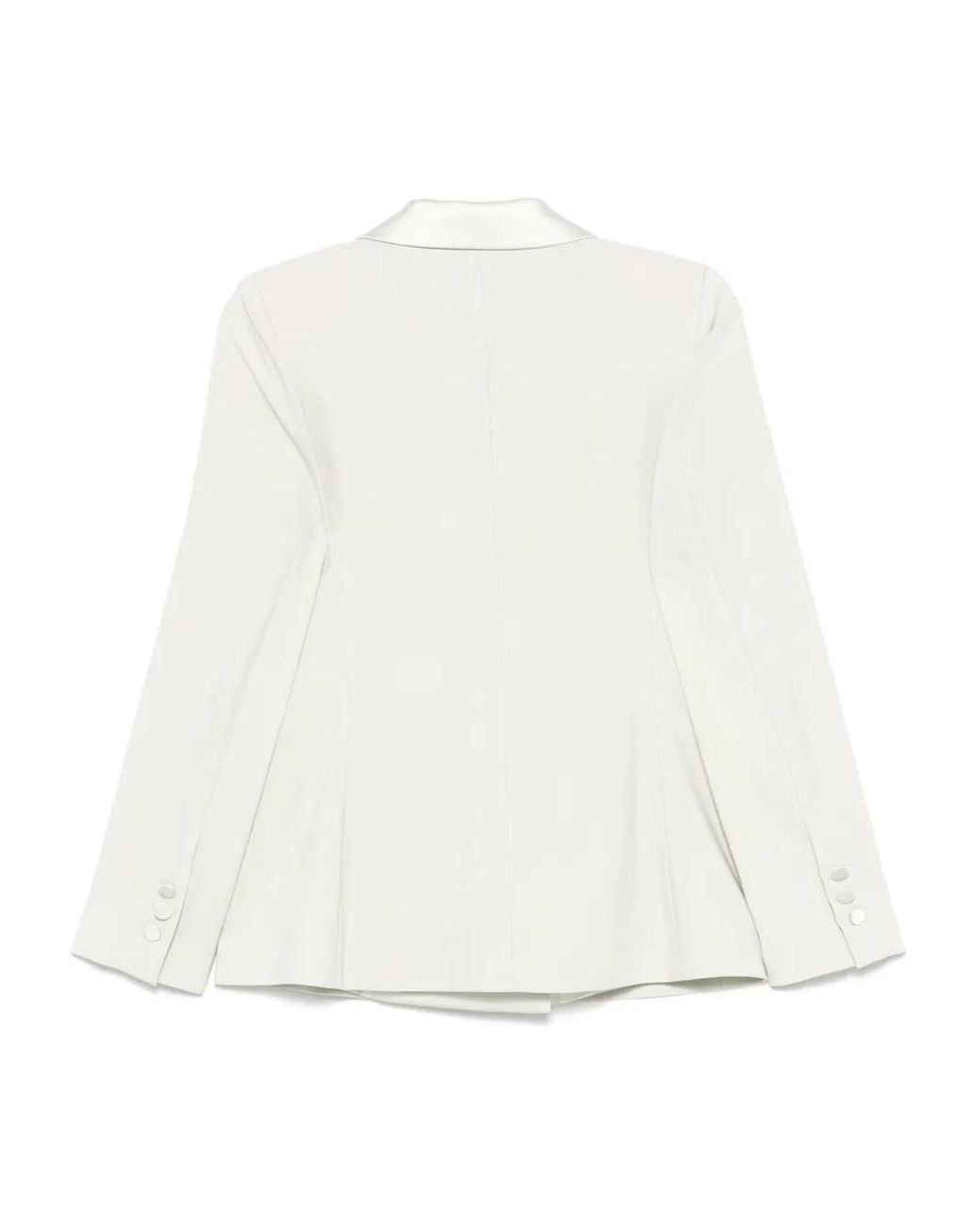 D.exterior White Double-Breasted Blazer