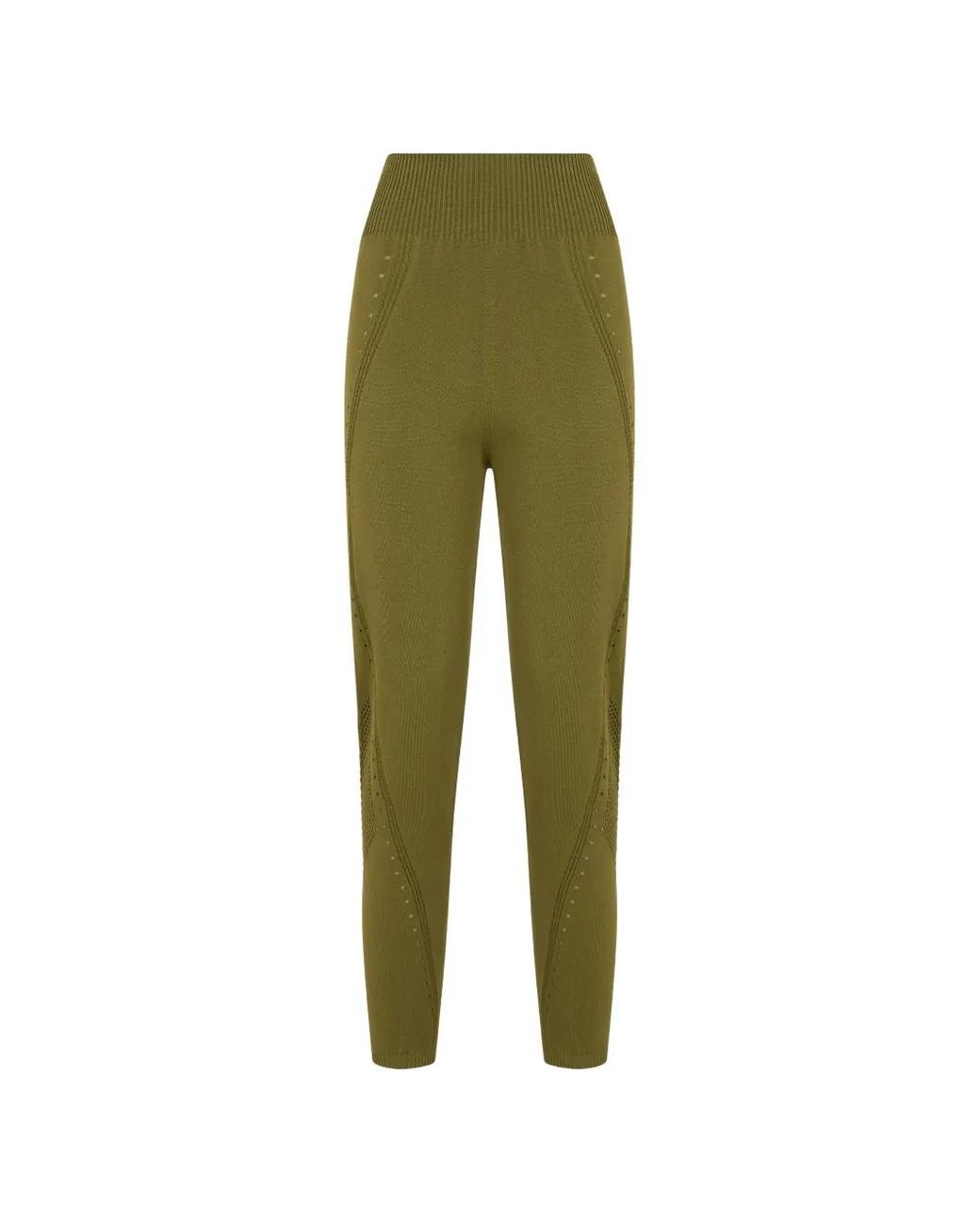 Alberta Ferretti Green Perforated Knitted Trousers
