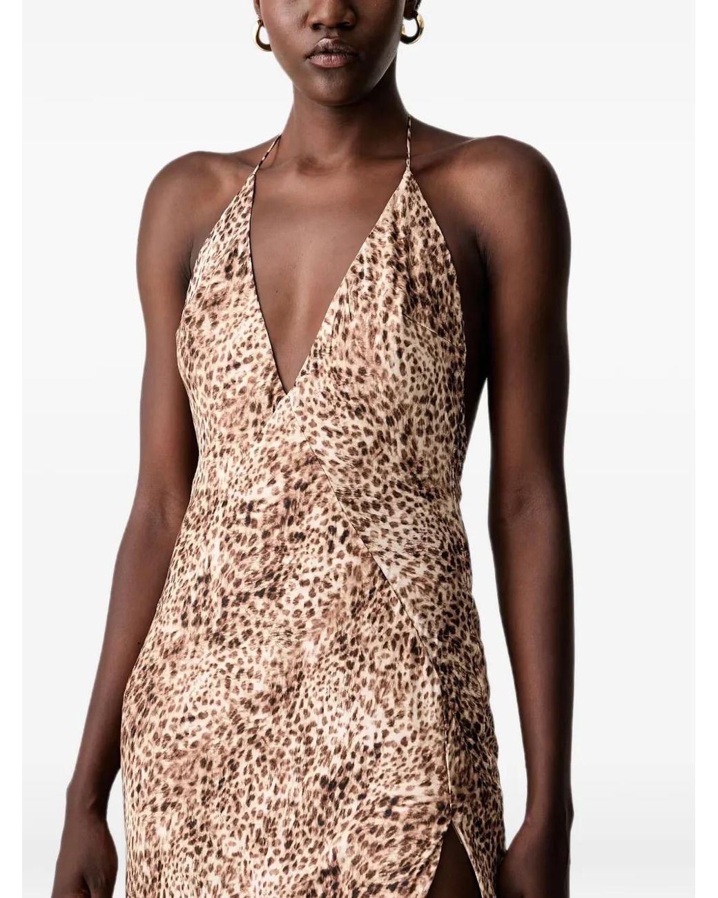 Bardot Natural Robe Longue Dos-Nu Imprimé Léopard Llizbeth