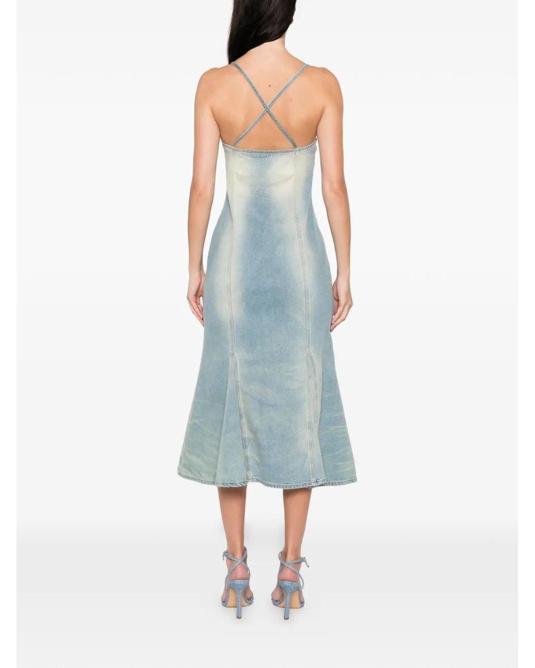 Blumarine Blue Studded Slit Dress