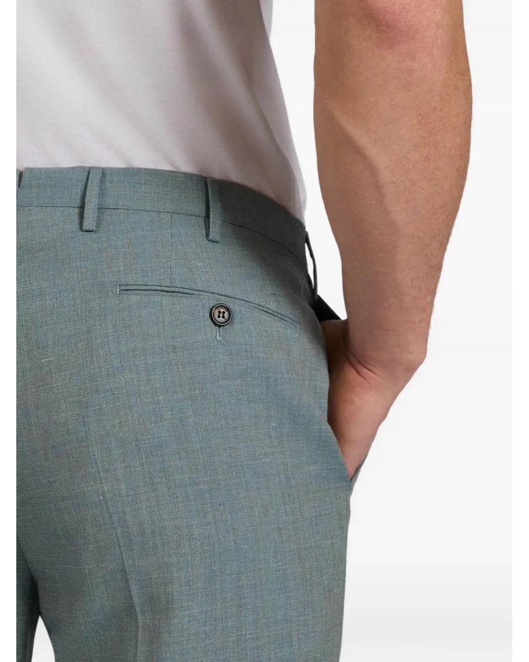 Incotex Blue Pressed-Crease Tailored Trousers for men