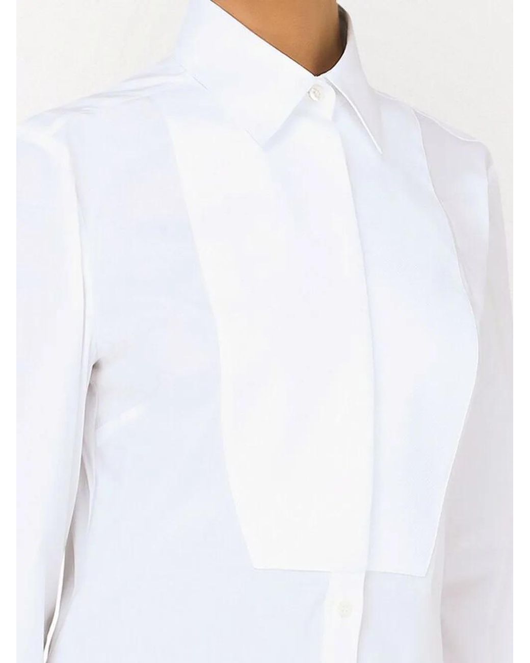 Dolce & Gabbana White Bib-Panel Long-Sleeve Shirt