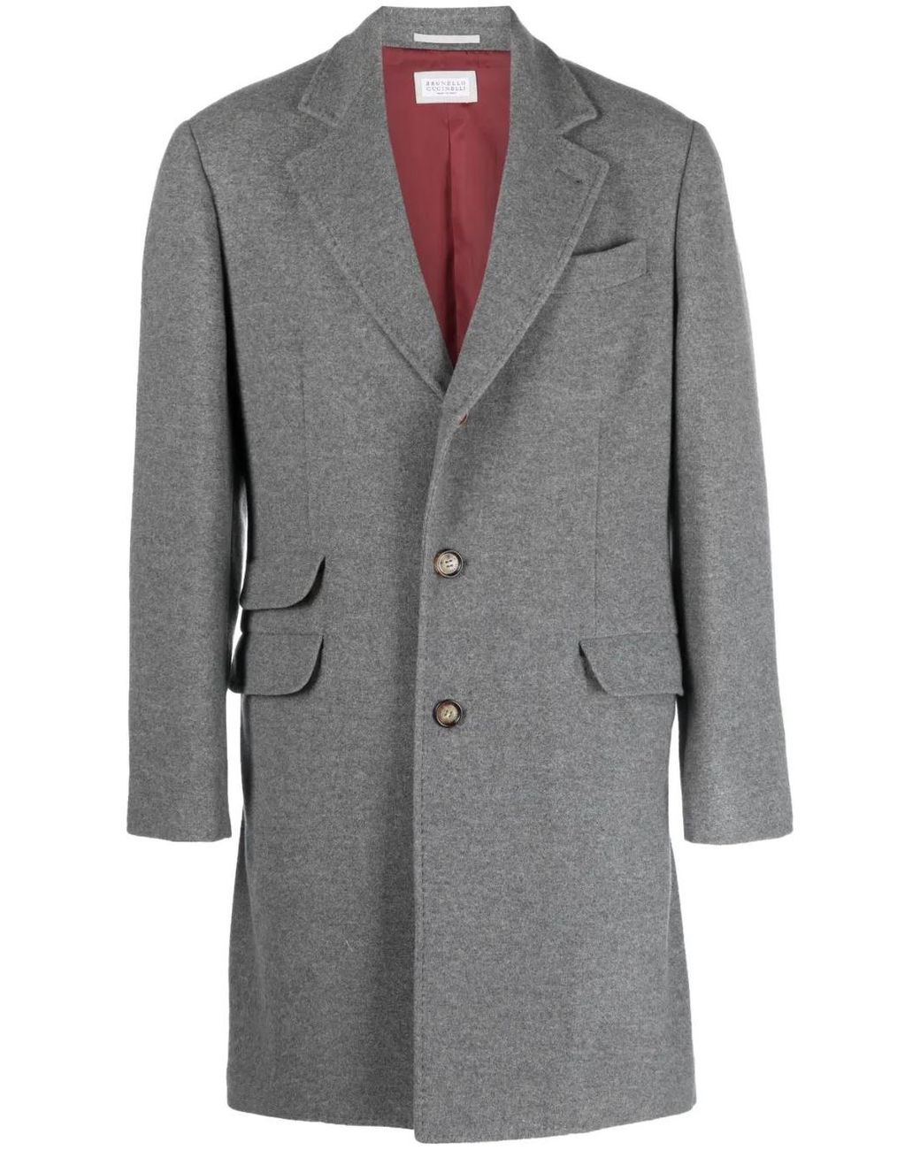 Brunello Cucinelli Gray Cashmere Coat for men