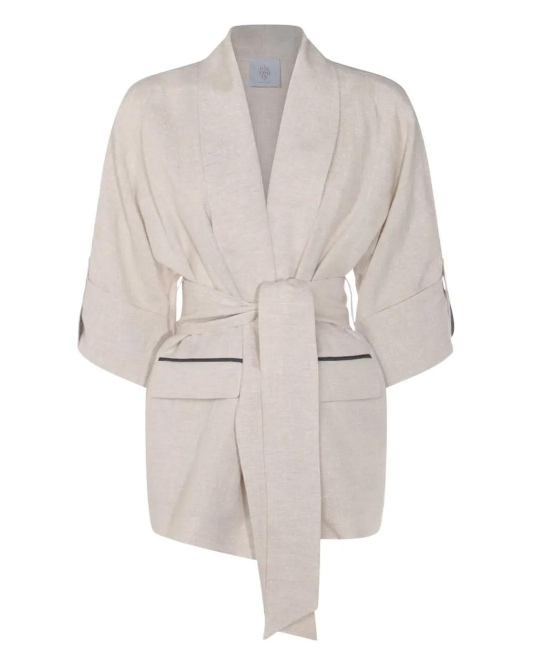 Eleventy White Belted Jacket
