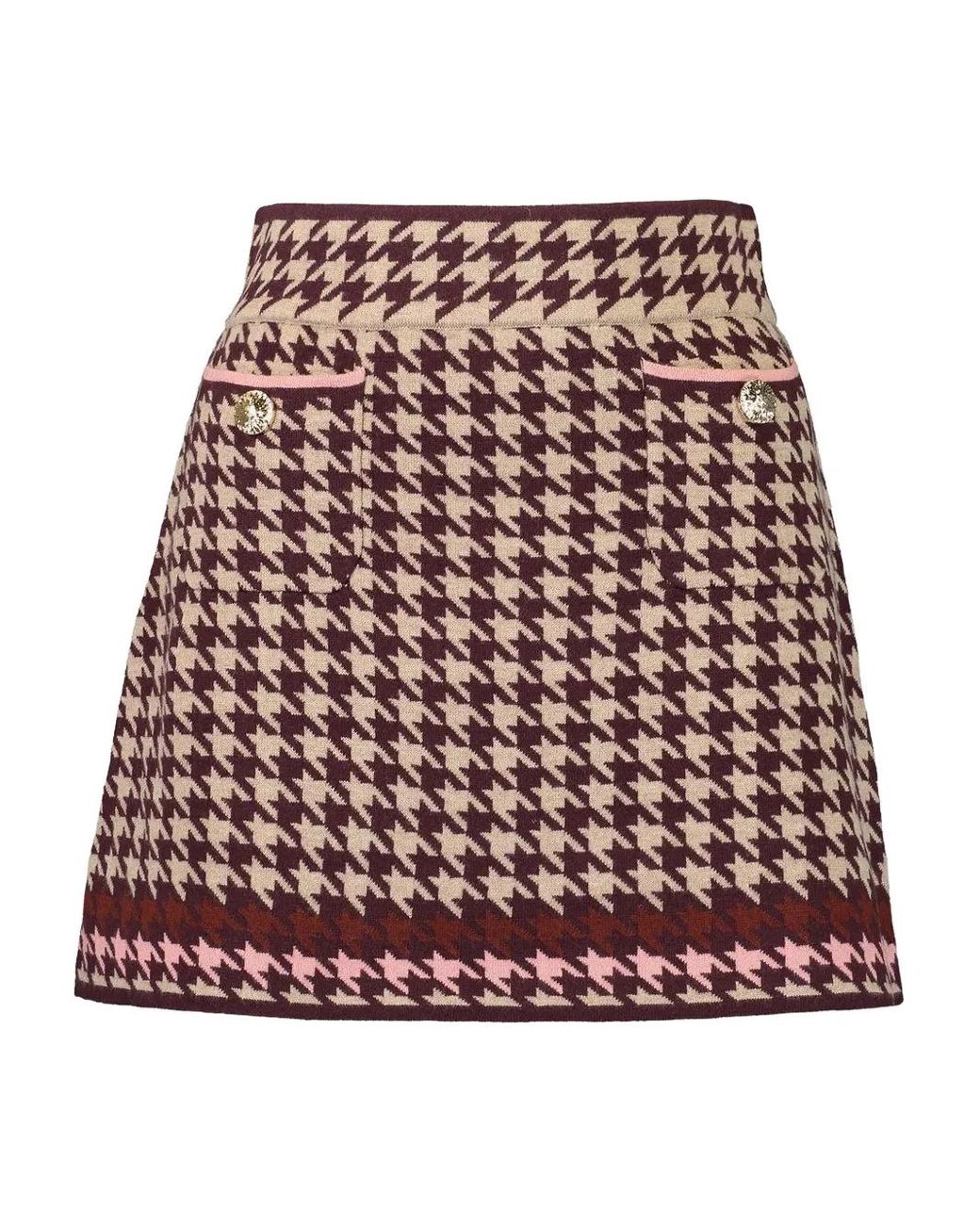 Cara Cara Red Lynne Houndstooth Pocket Skirt
