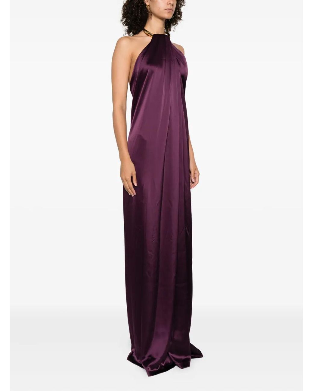 Stephane Rolland Purple Ring-Neck Maxi Dress