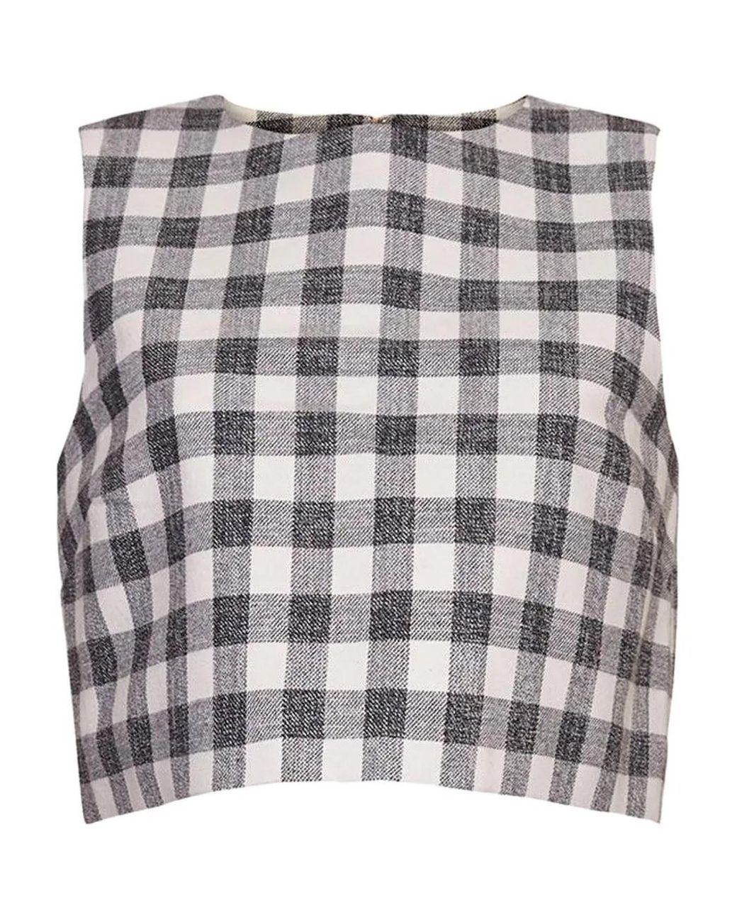 Cara Cara Gray Check-Pattern Sleeveless Top