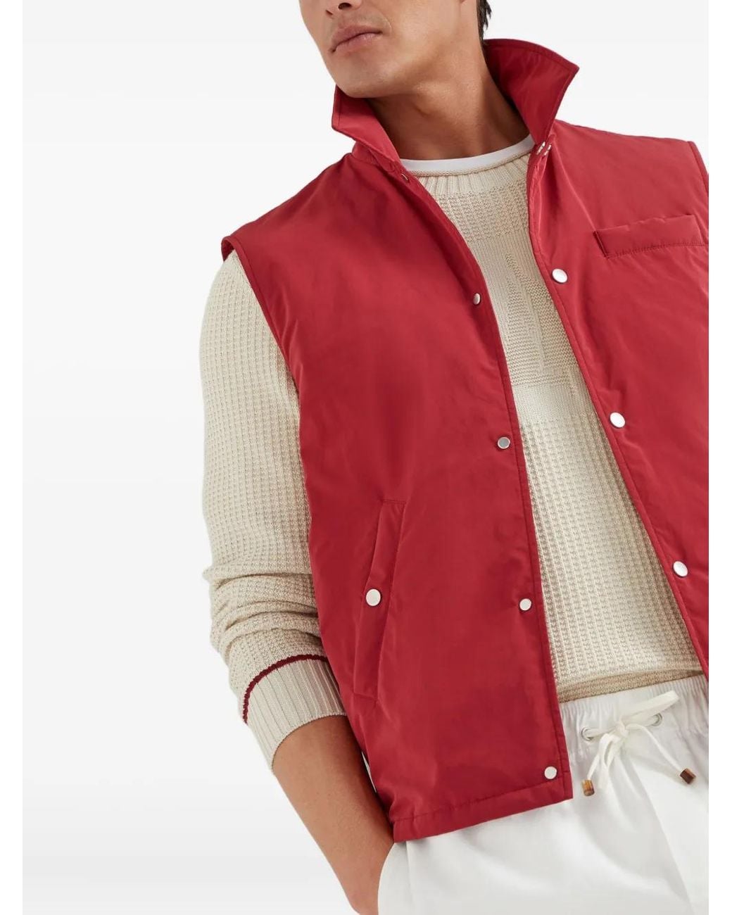 Brunello Cucinelli Red Thermore Gilet for men