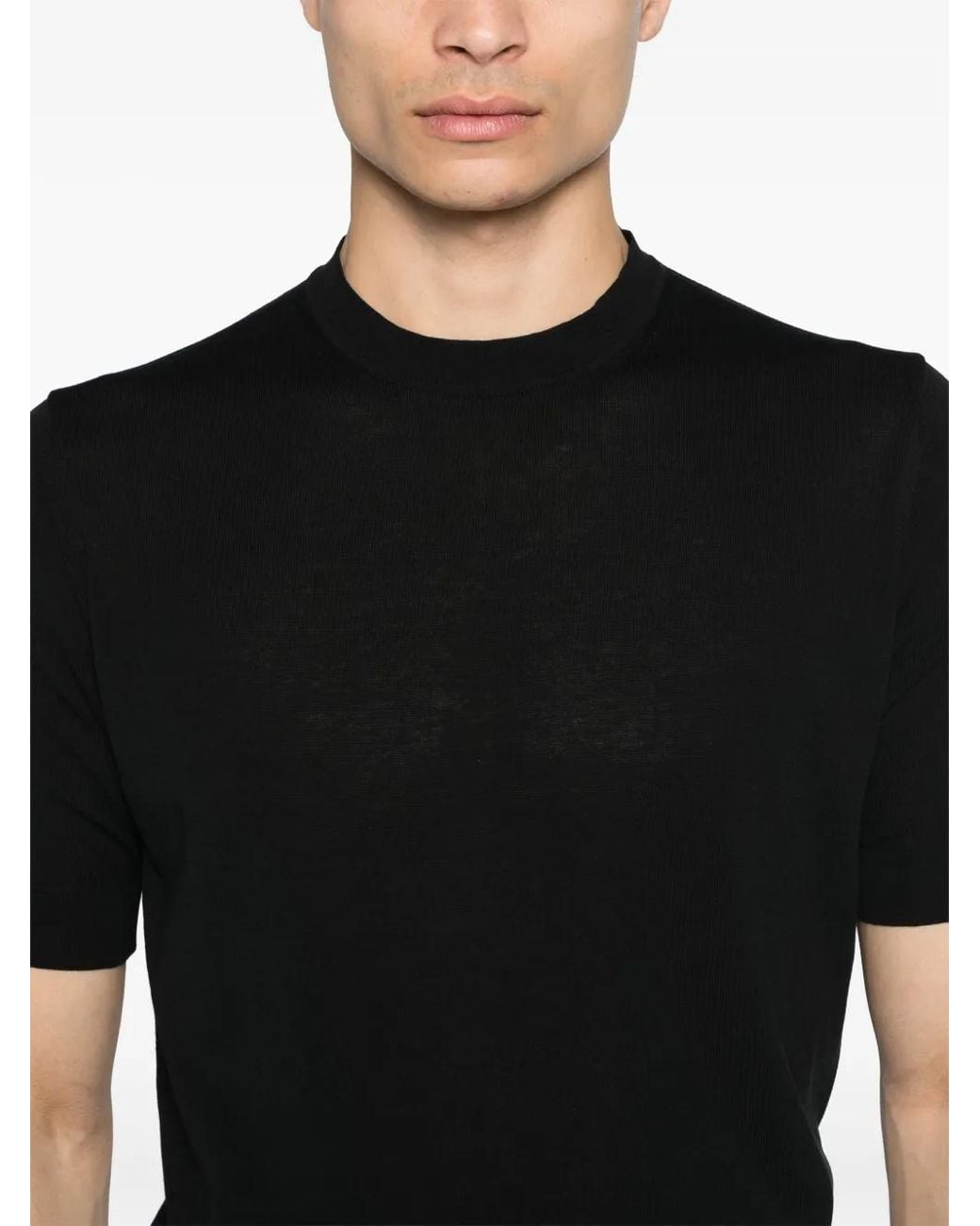Dell'Oglio Black Crew-Neck Cotton T-Shirt for men