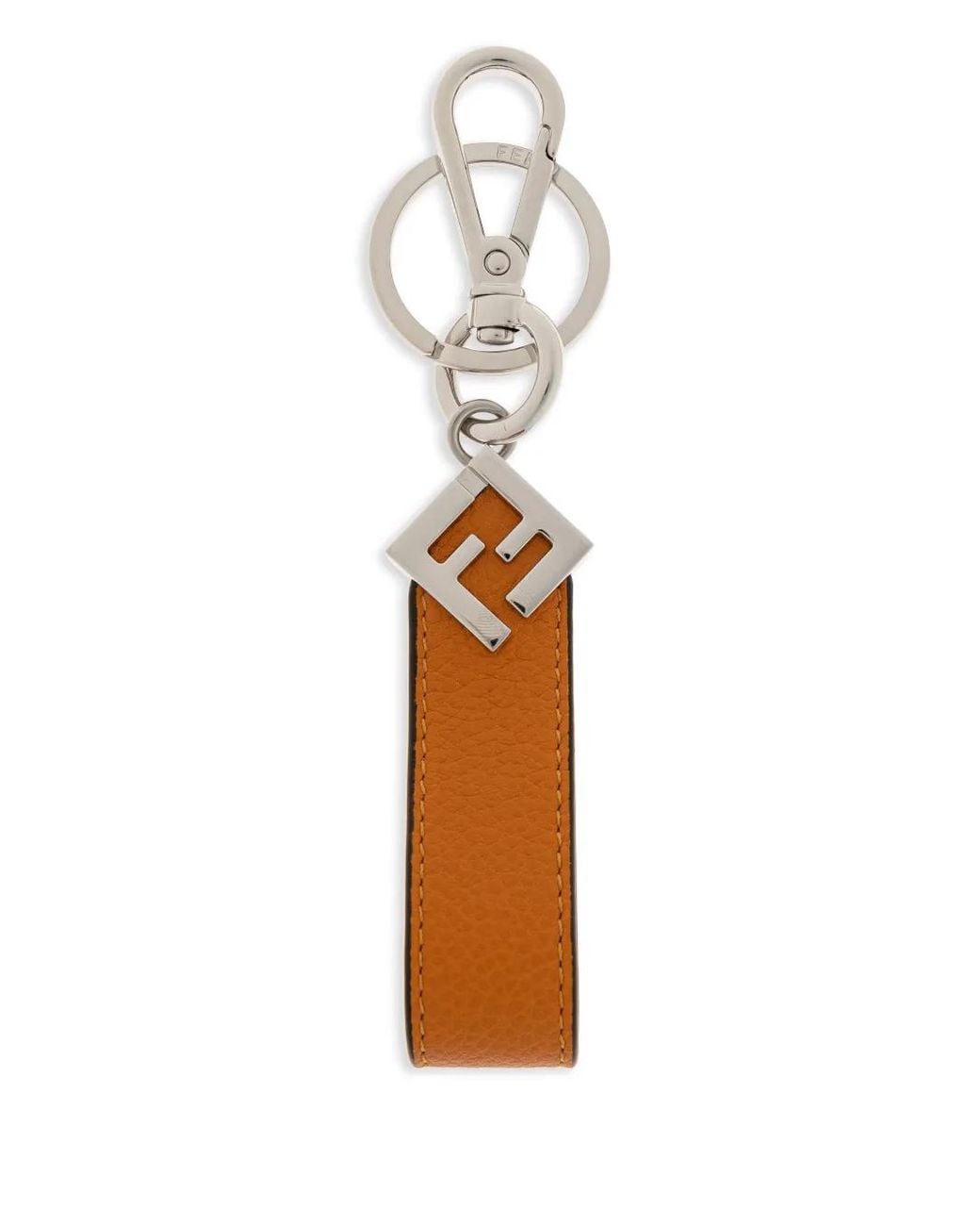 Fendi White Logo Plaque Keyring for men