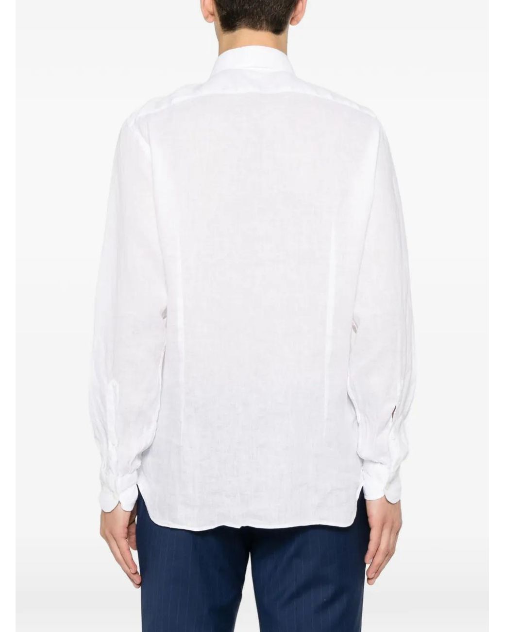 Truzzi White Chest-Pocket Long-Sleeve Shirt for men