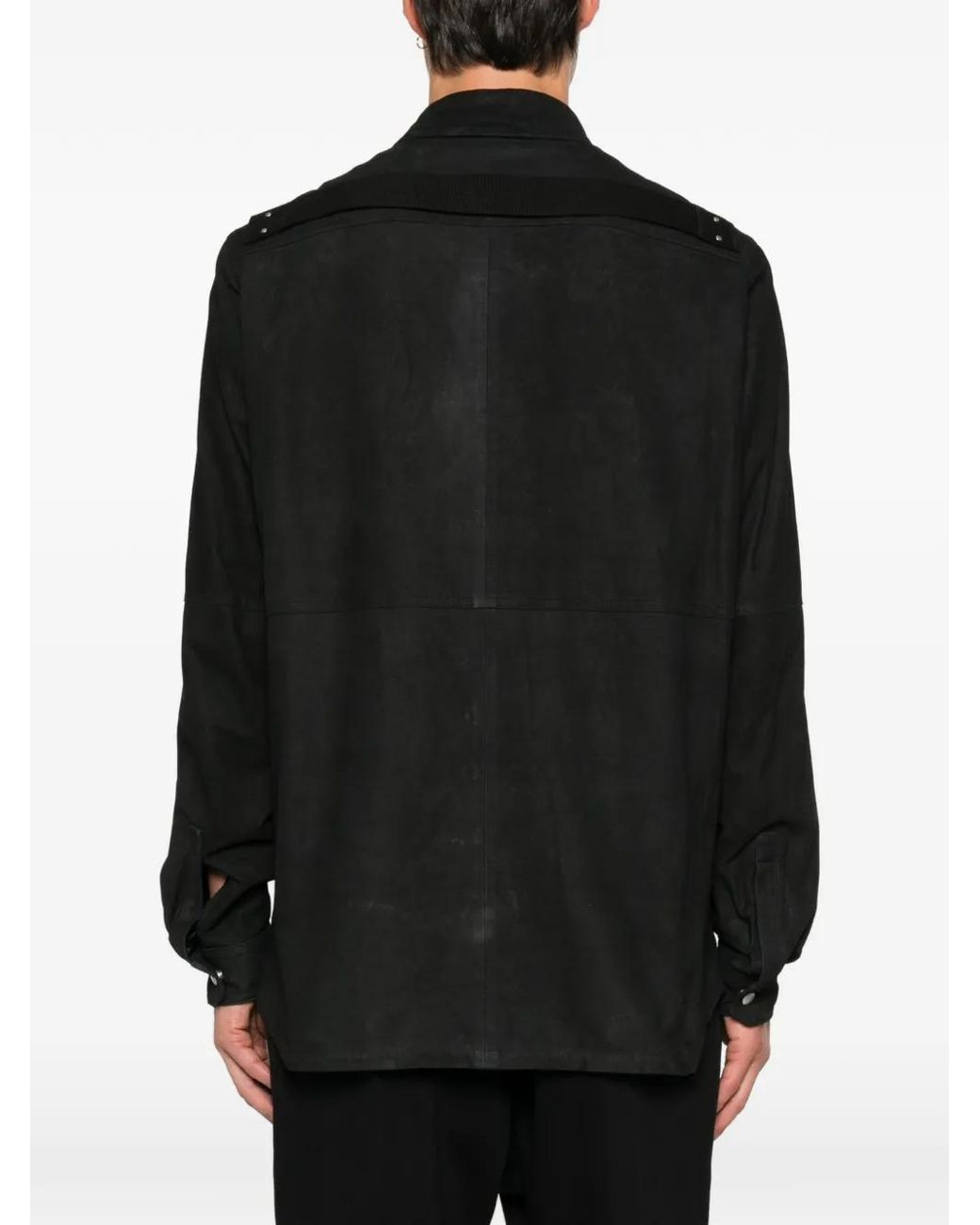 Rick Owens Black Suede Press-Stud Jacket for men