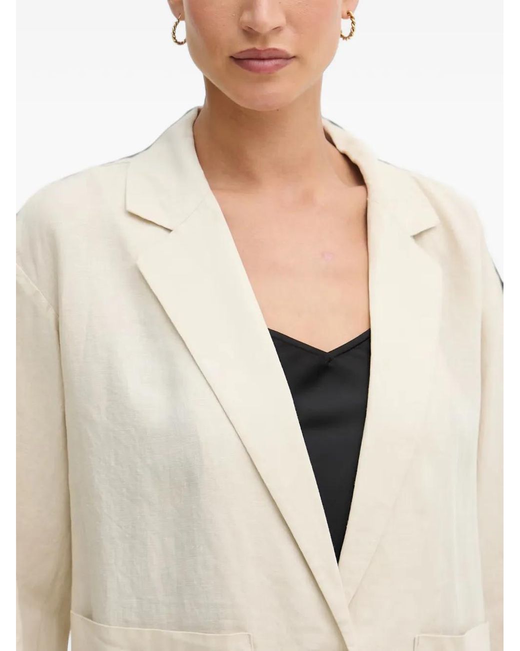 Benetton Natural Single-Button Patch-Pocket Blazer