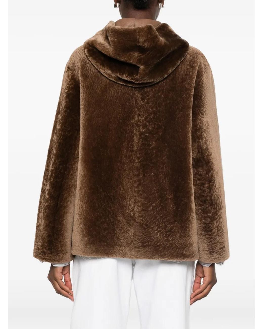 Manzoni 24 Brown Hooded Shearling Jacket
