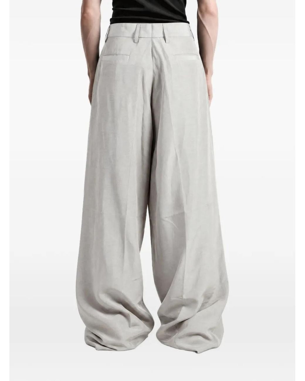 ERL White Pleated Wide-Leg Trousers