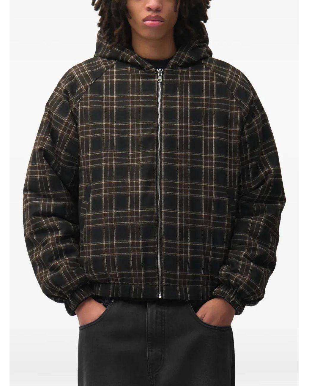 Arte' Black Check-Pattern Reversible Jacket for men