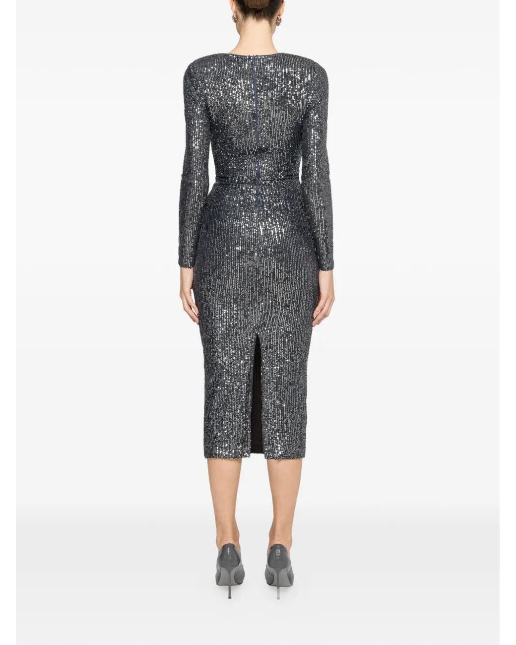Nissa Gray Sequined Midi Dress