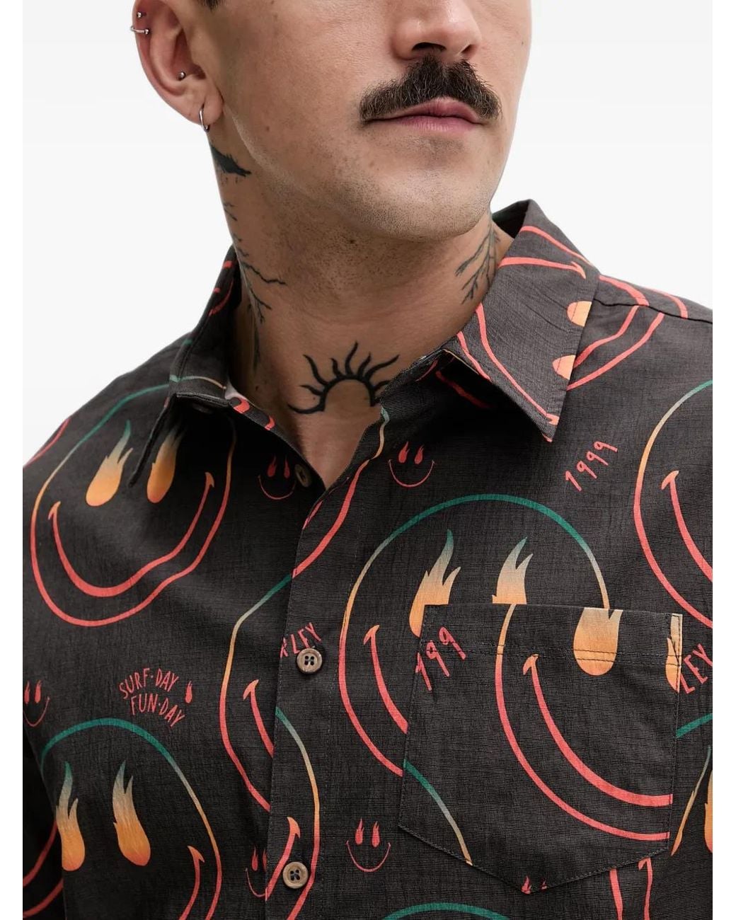 Hurley Black Smiley-Print Short-Sleeve Shirt for men