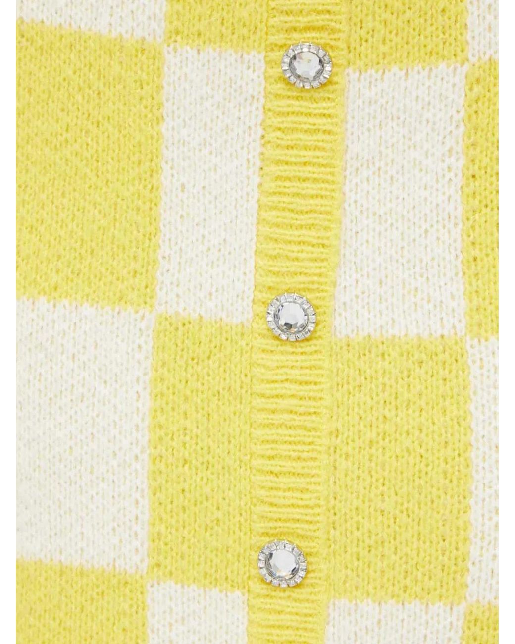 Stine Goya Yellow Checkerboard Button Mini Skirt
