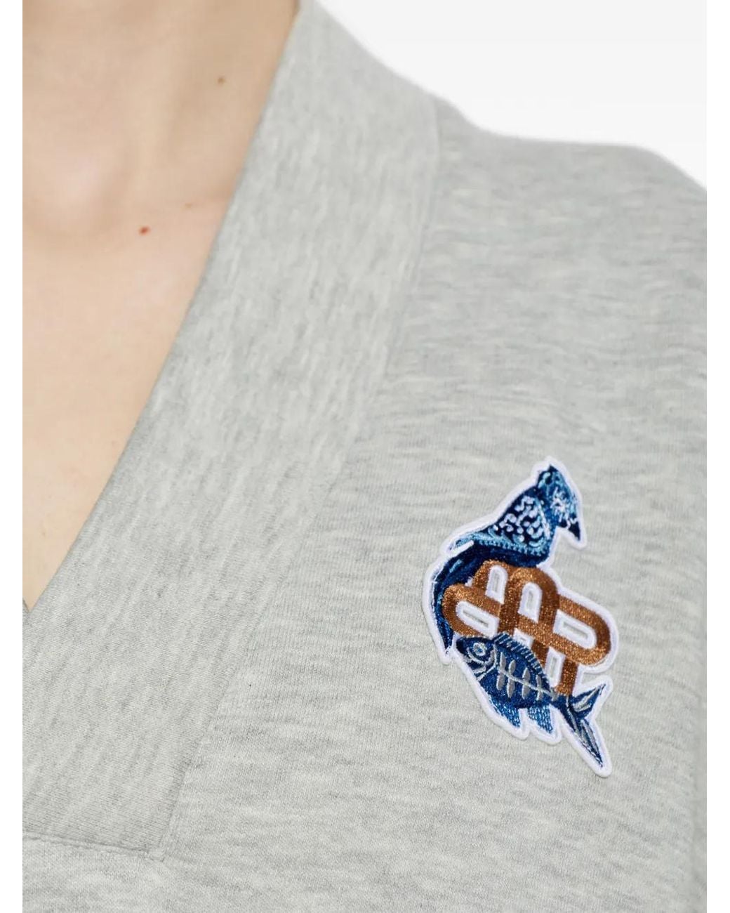 Munthe Gray Nash Layered-Effect Logo-Patch Sweatshirt