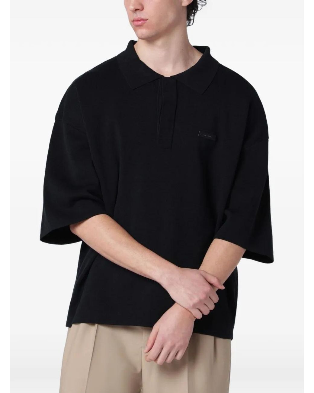 Entire studios Black Logo-Plaque Polo Shirt for men