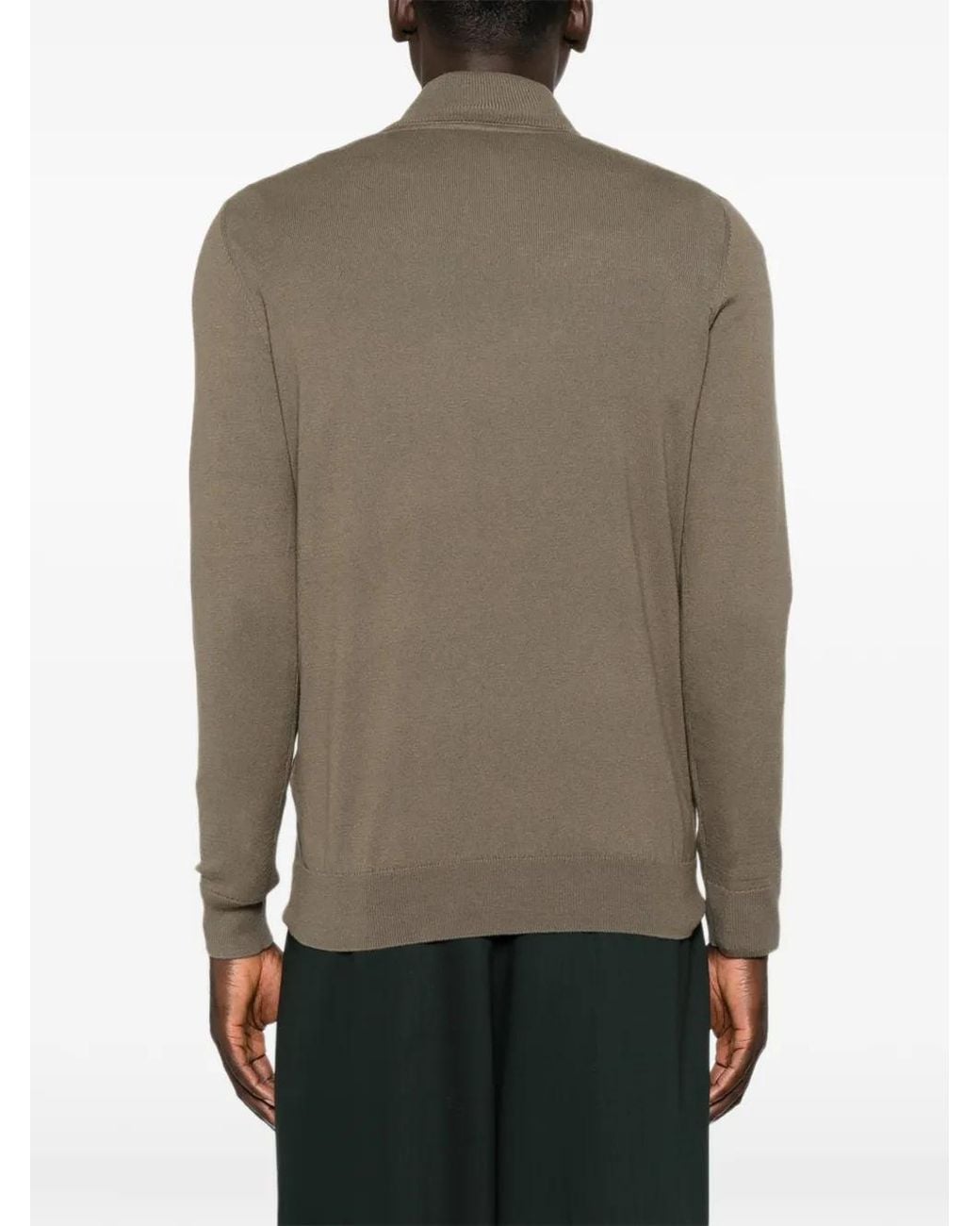 Lyle & Scott Brown Quarter-Zip Logo-Patch Sweater for men