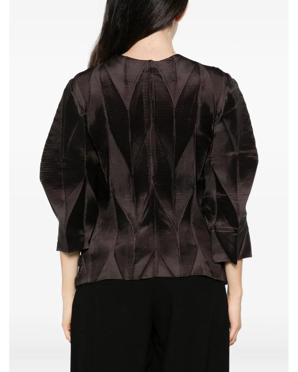 MEIMEIJ Black Plissé-Effect Geometric Jacket