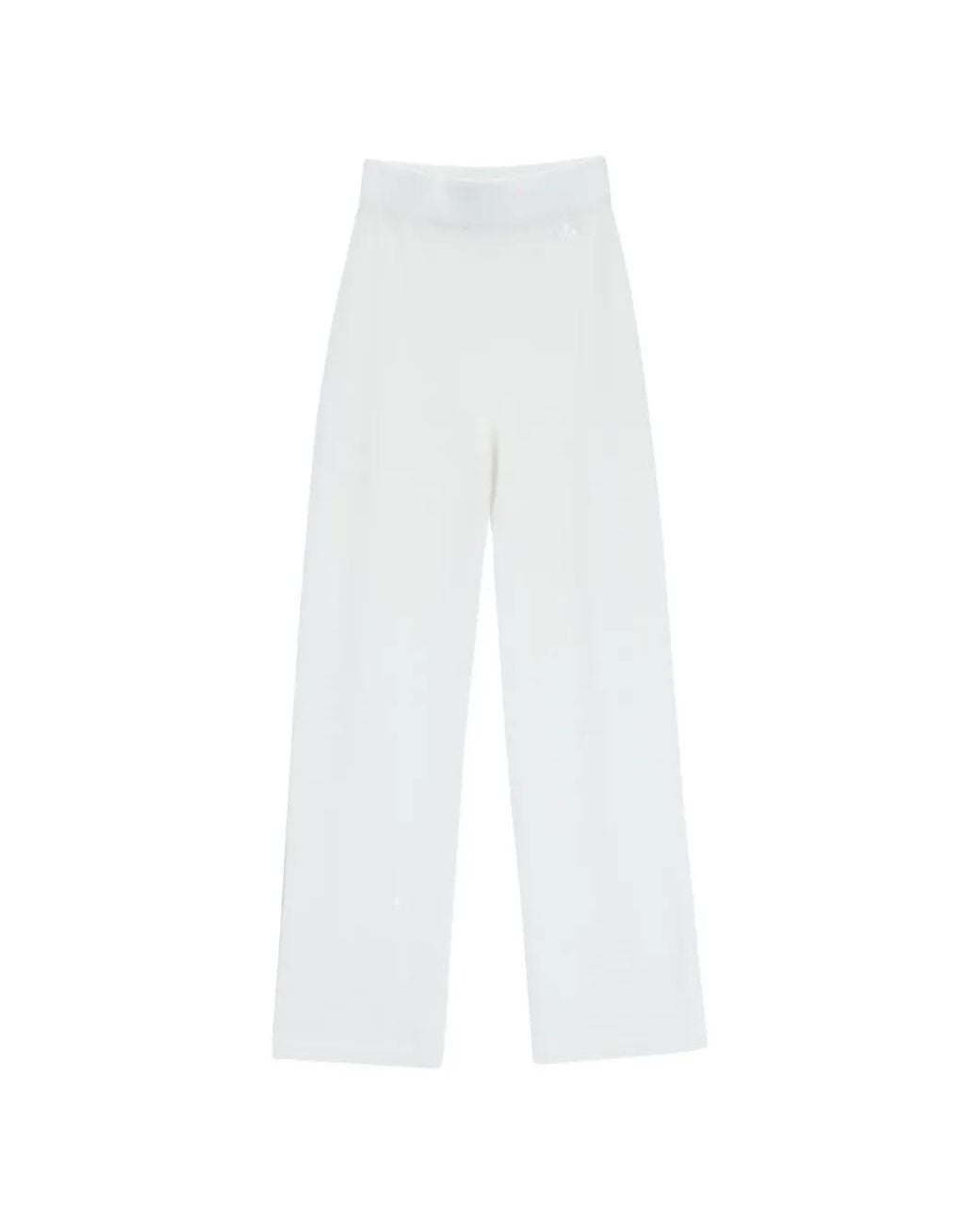 Genny White Logo-Embroidered Trousers