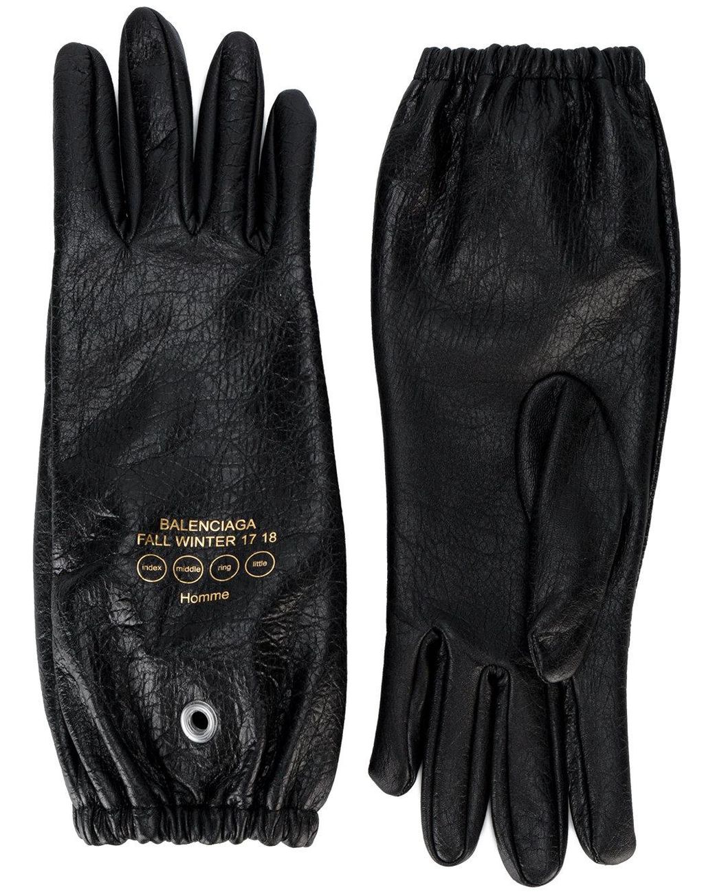 Balenciaga Lamb Leather Gloves in Black for Men | Lyst