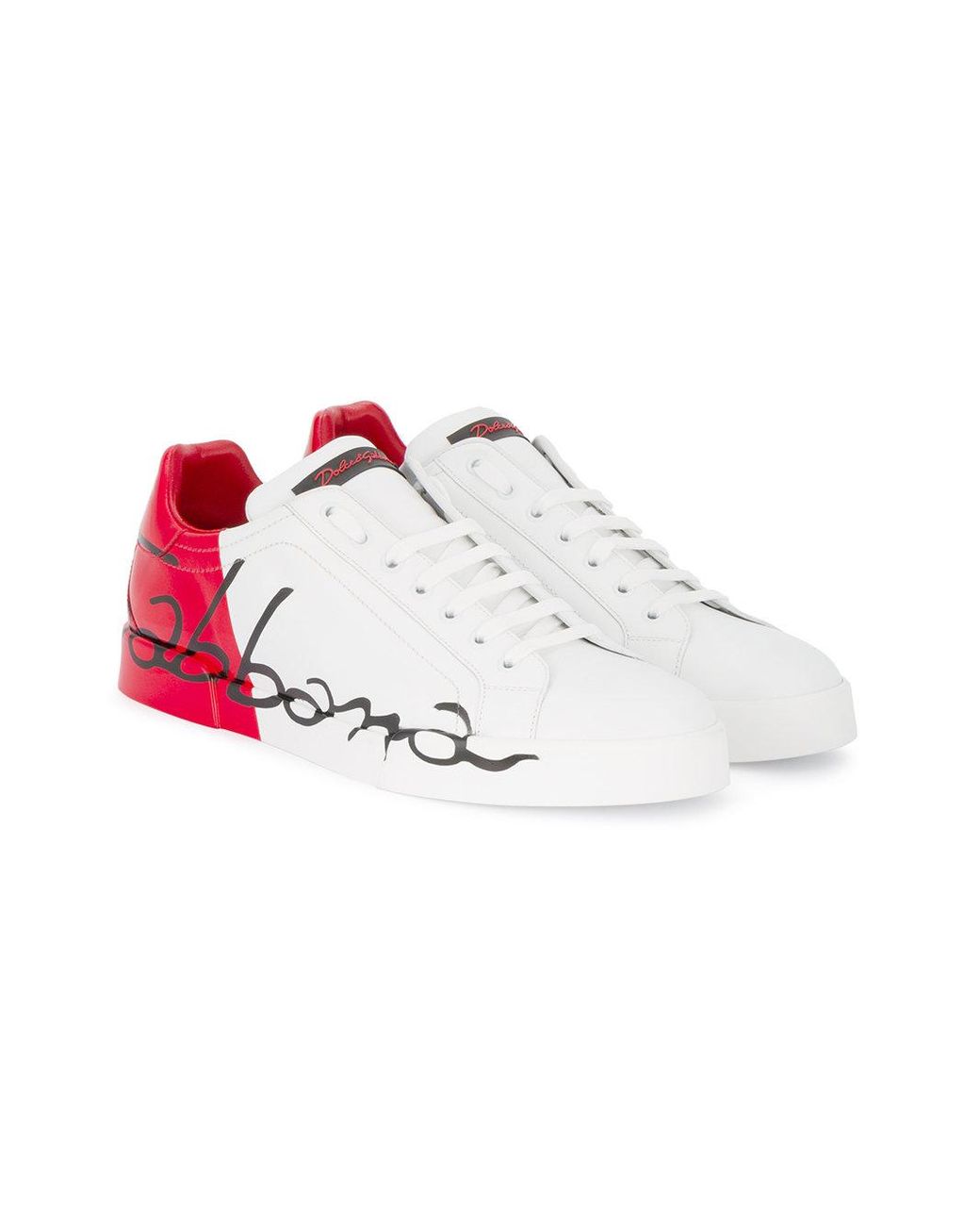 Dolce & Gabbana Portofino Red Sneakers in White for Men | Lyst
