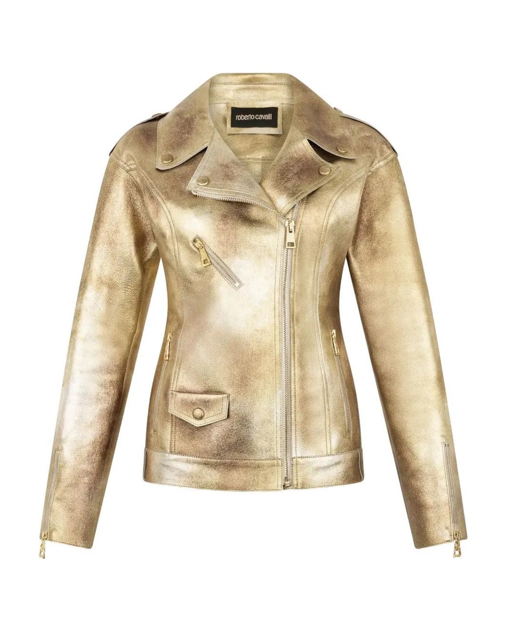 Roberto Cavalli Natural Leather Biker Jacket
