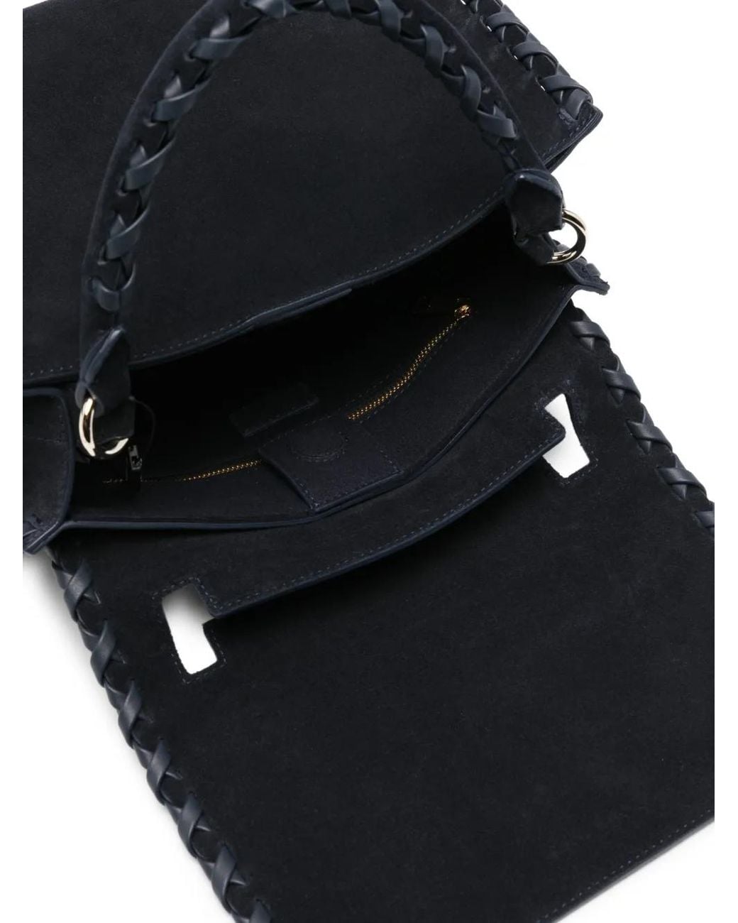 Orciani Black Braided-Trim Suede Tote Bag