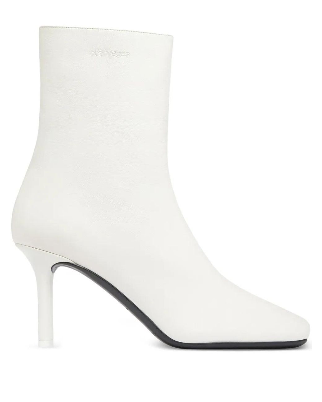 Courreges White Square-Toe Leather Ankle Boots
