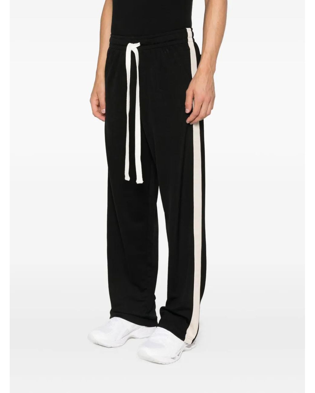 Cole Buxton Black Stripe Drawstring Trousers for men