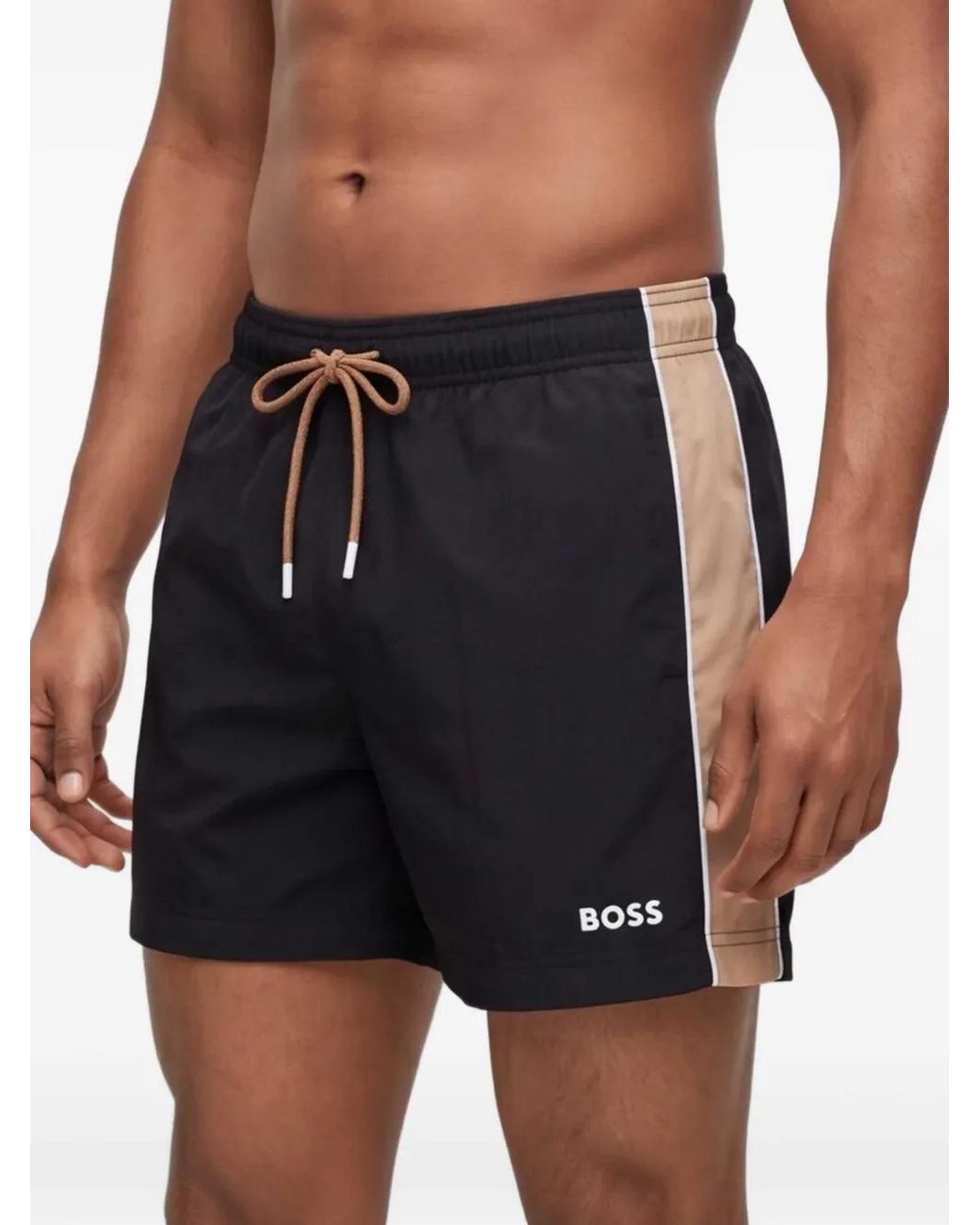 Boss Black Logo-Print Swim Shorts for men