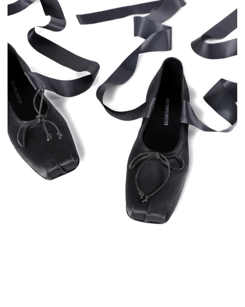 Ann Demeulemeester Gray Satin Ribbon Ballet Flats