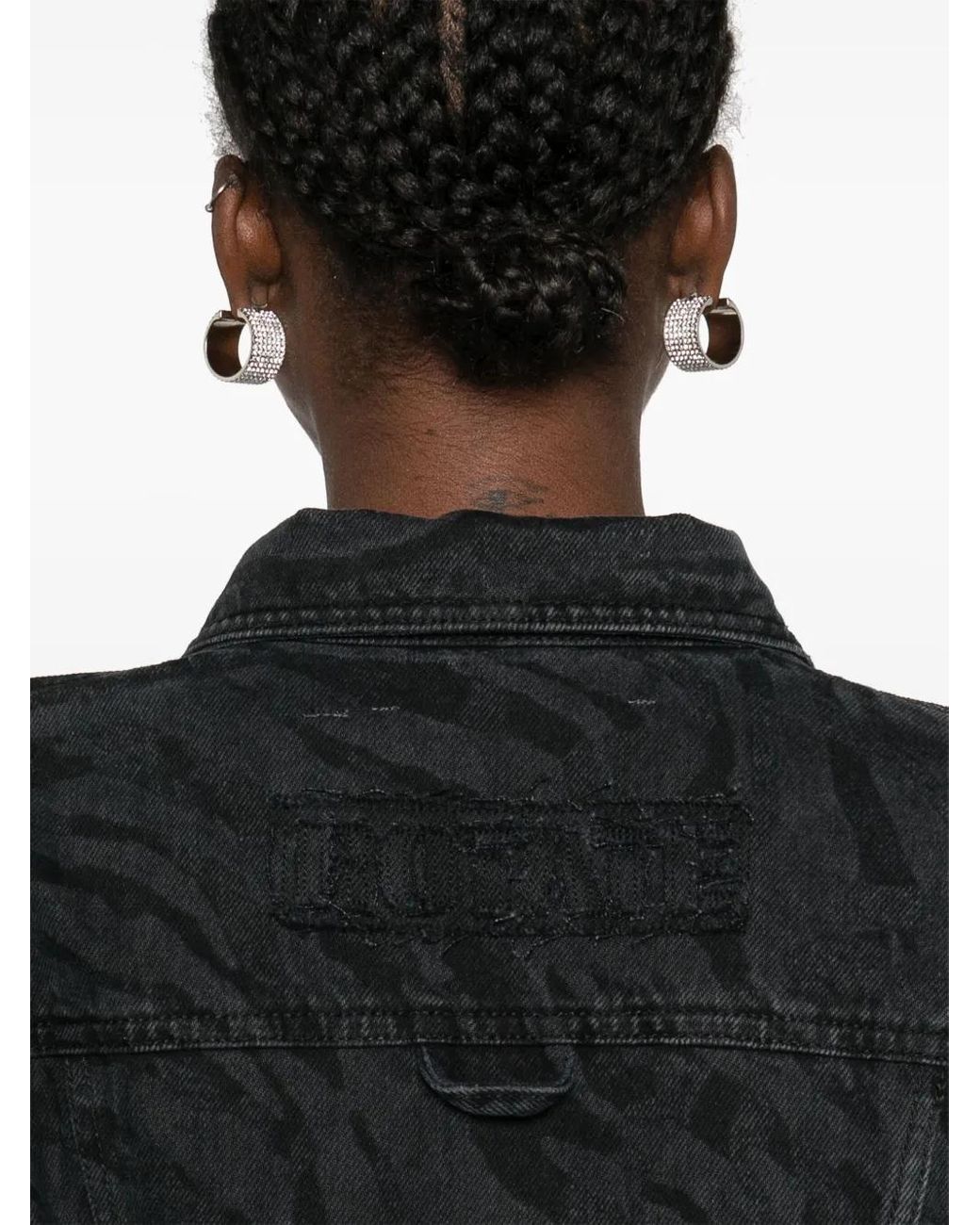 ROTATE BIRGER CHRISTENSEN Black Zebra-Print Denim Jacket